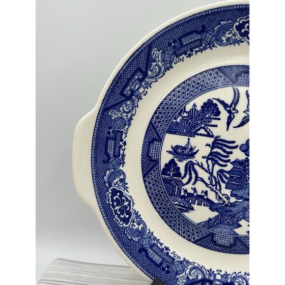 VTG Willow Ware by Royal China Blue Cake Plate Serving Platter With Handles 11” - Picture 2 of 8